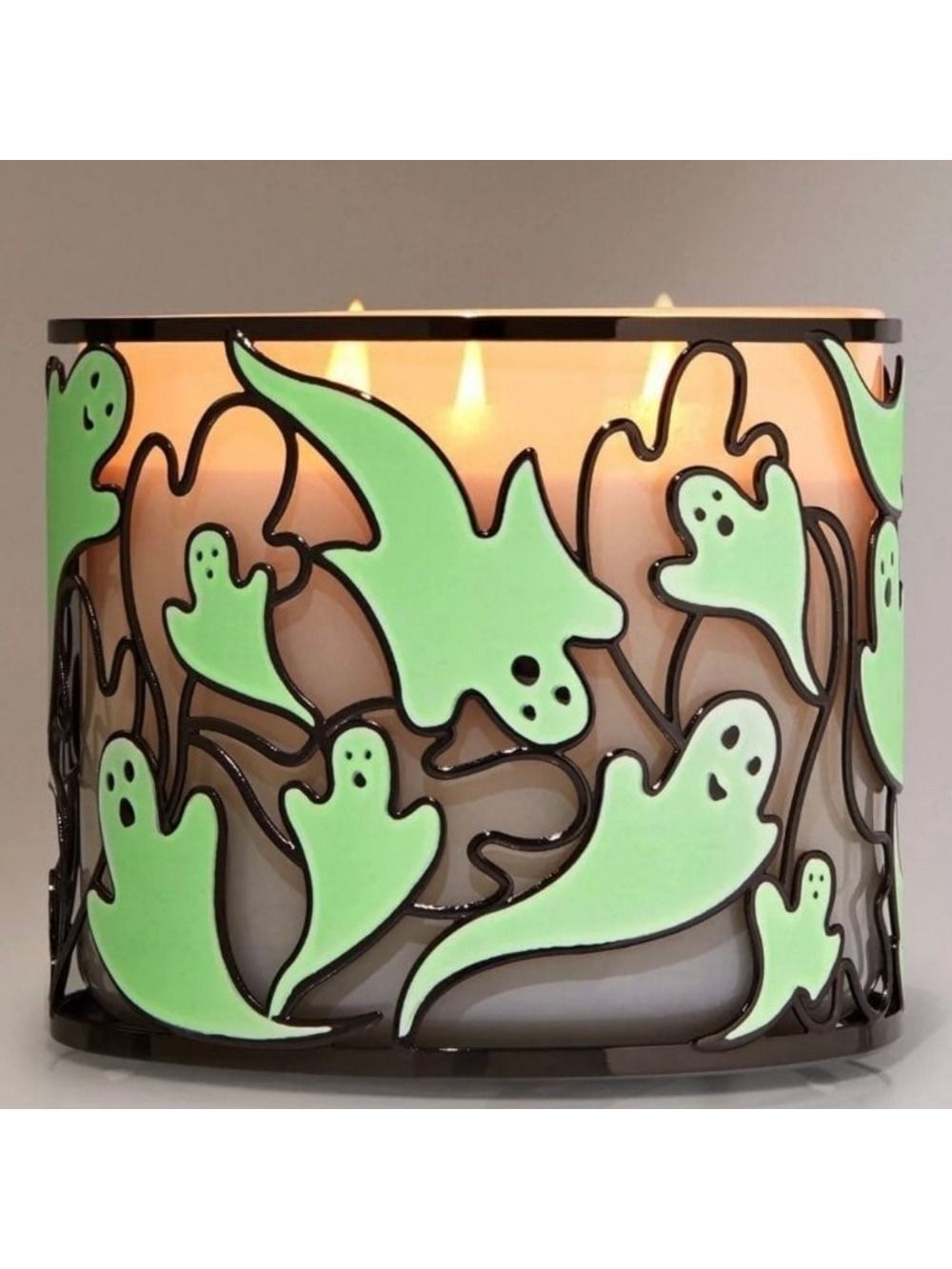 Dancing Ghosts 3-Wick Candle Holder Glow In The Dark Metal By Bath & Body Works - Picture 1 of 2